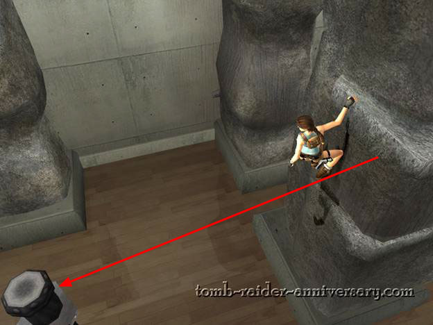 Tomb Raider Anniversary Manor Walkthrough Secrets - Gym - jump to the pole nearby 