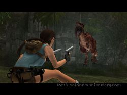 Tomb Raider Anniversary Screenshot Lost Valley Lara vs Dino